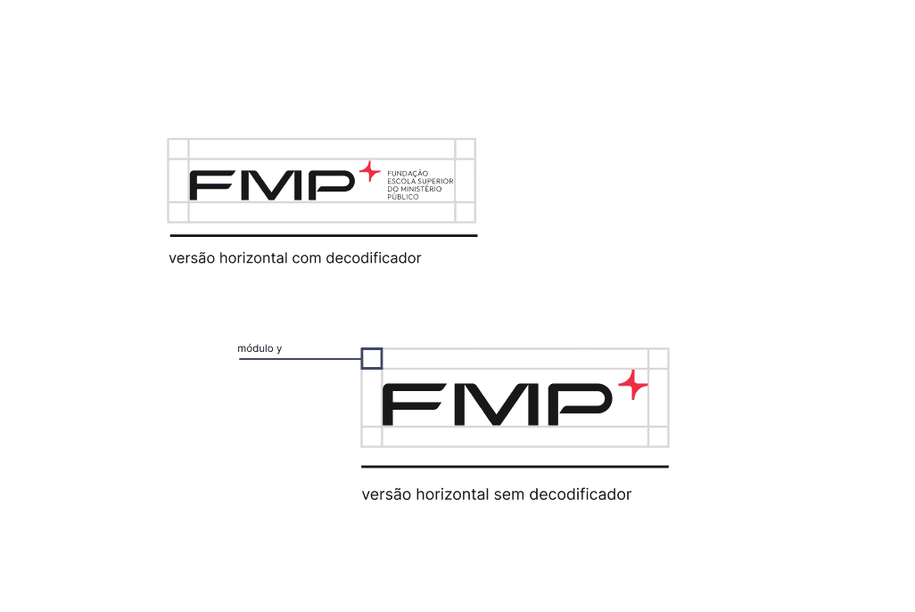 Exemplo de área de proteção e proporção correta do logotipo